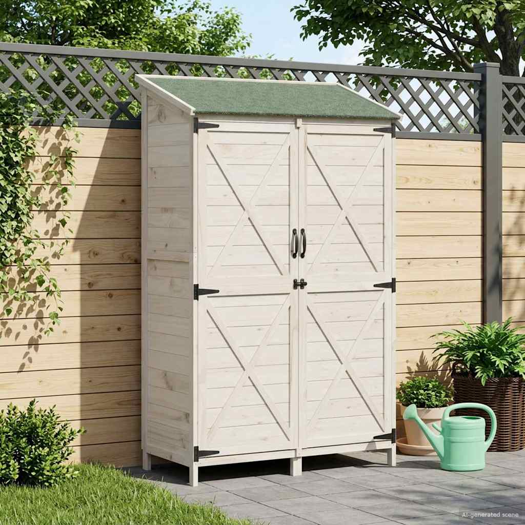 Sodo Sandėlys Balta 106 x 56 x 176,5 cm Kietasis pušinis medis Sodo Sandėlys Balta 106 x 56 x 176,5 cm Kietasis pušinis medis - Image 4