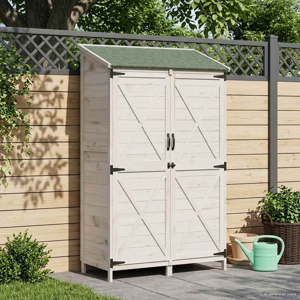 Sodo Sandėlys Balta 106 x 56 x 176,5 cm Kietasis pušinis medis Sodo Sandėlys Balta 106 x 56 x 176,5 cm Kietasis pušinis medis - Image 2