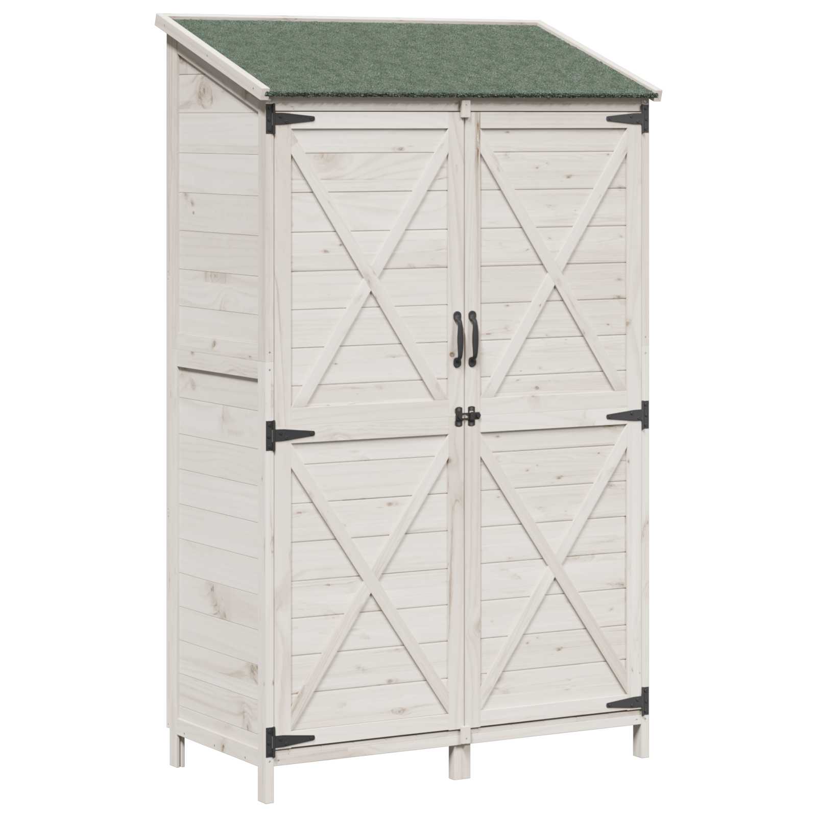 Sodo Sandėlys Balta 106 x 56 x 176,5 cm Kietasis pušinis medis Sodo Sandėlys Balta 106 x 56 x 176,5 cm Kietasis pušinis medis - Image 3