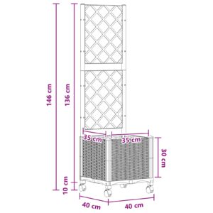 Sodo vazonas su treliu ir ratais Juoda 40 x 40 x 146 cm PP
