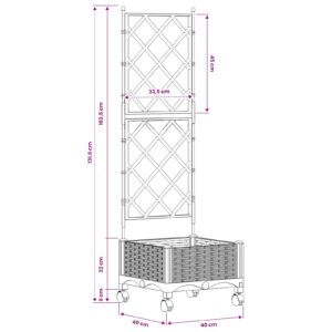 Sodo vazonas su treliu ir ratais Juoda 40 x 40 x 131,5 cm PP