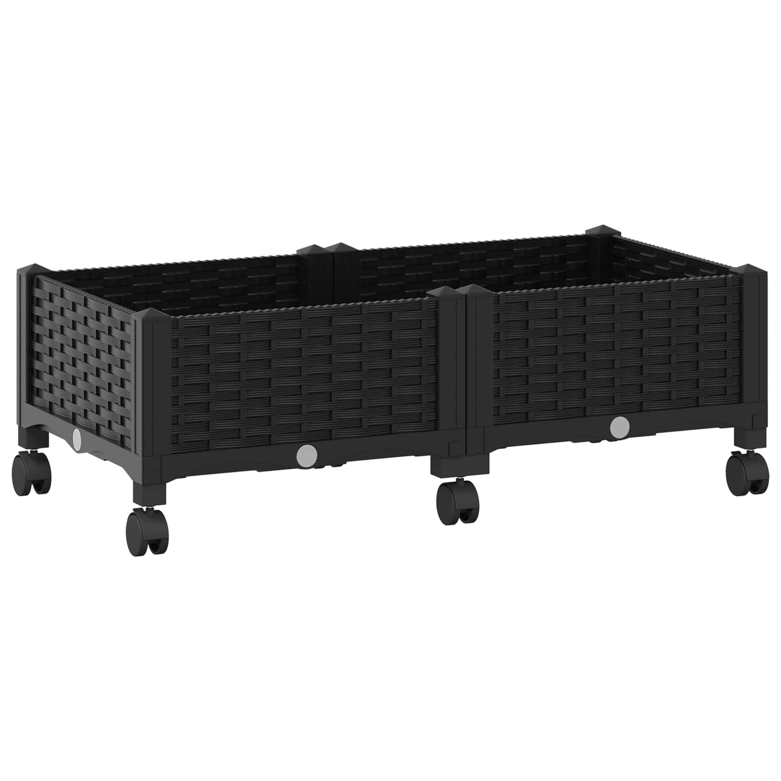 Sodo puodynė su ratukais Juoda 80 x 40 x 29 cm PP Sodo puodynė su ratukais Juoda 80 x 40 x 29 cm PP - Image 3