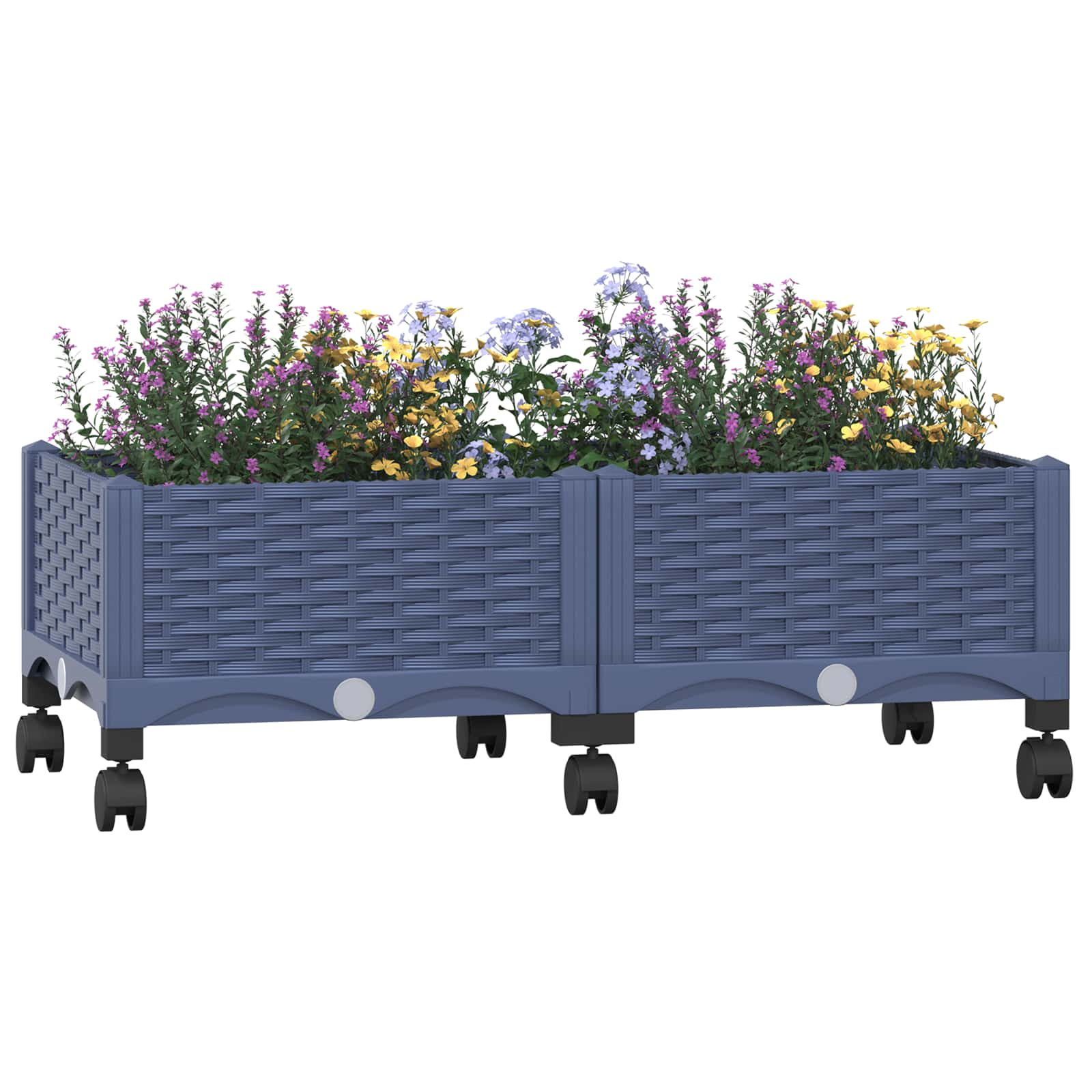 Sodo puodynė su ratukais Mėlyna Pilka 80 x 40 x 33 cm PP Sodo puodynė su ratukais Mėlyna Pilka 80 x 40 x 33 cm PP - Image 4