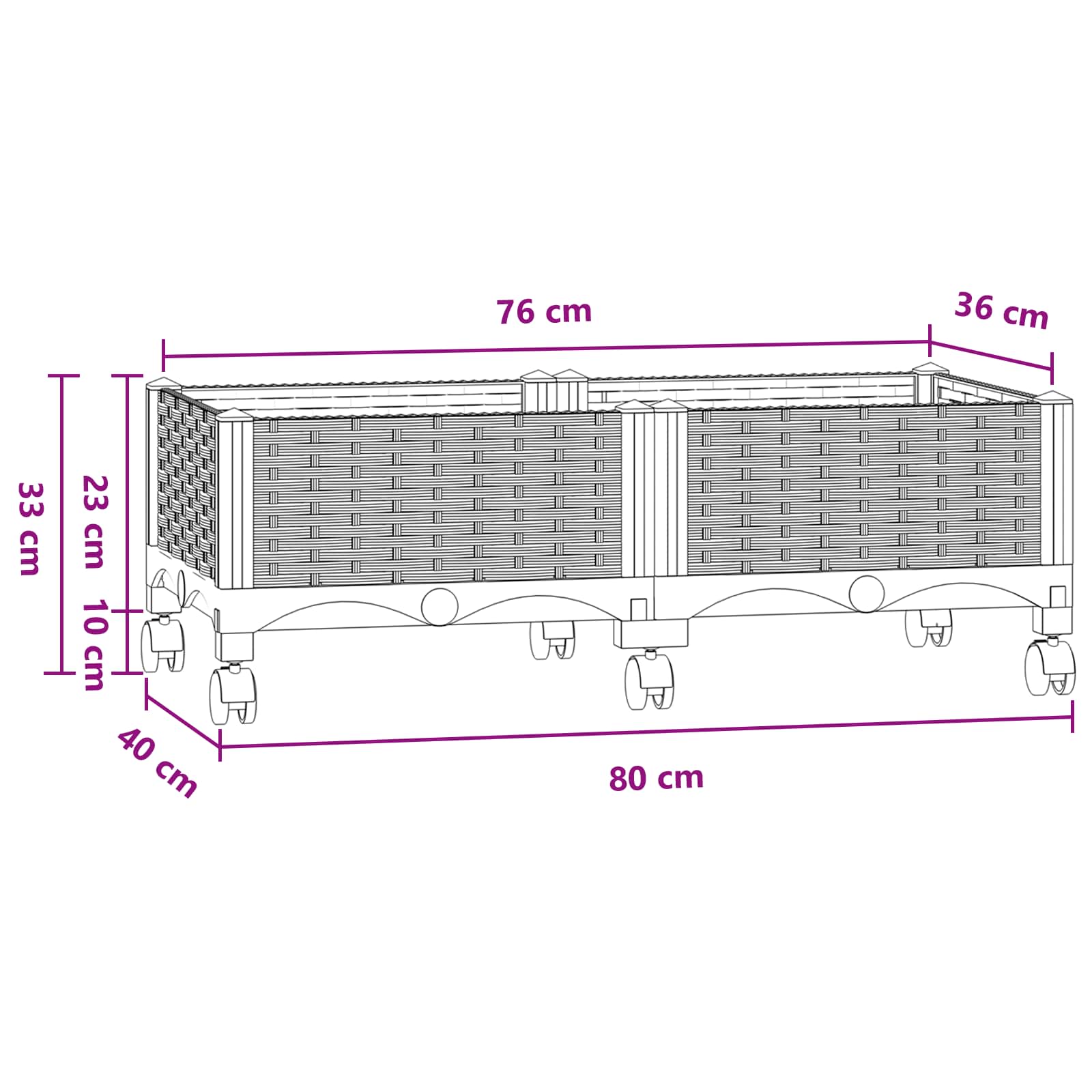 Sodo puodynė su ratukais Mėlyna Pilka 80 x 40 x 33 cm PP Sodo puodynė su ratukais Mėlyna Pilka 80 x 40 x 33 cm PP