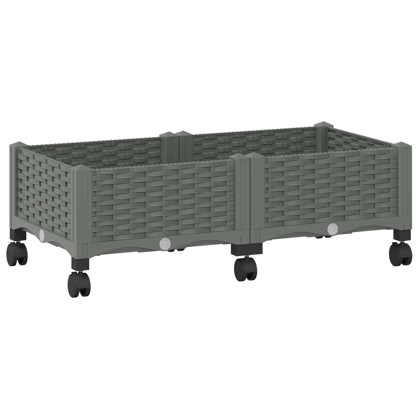 Sodo puodynė su ratukais Šviesiai pilka 80 x 40 x 33 cm PP Sodo puodynė su ratukais Šviesiai pilka 80 x 40 x 33 cm PP - Image 3
