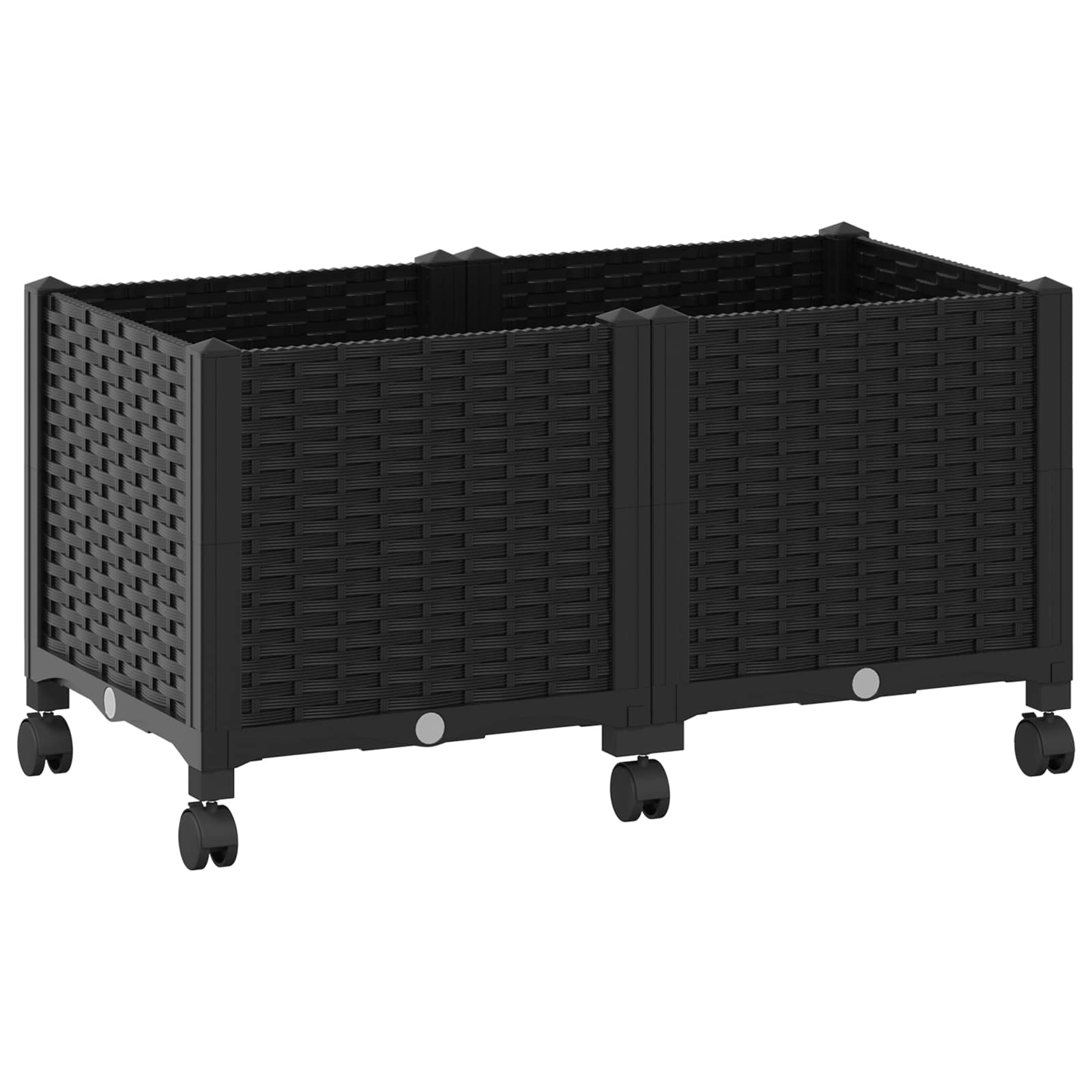 Sodo puodynė su ratukais Juoda 80 x 40 x 44 cm PP Sodo puodynė su ratukais Juoda 80 x 40 x 44 cm PP - Image 3