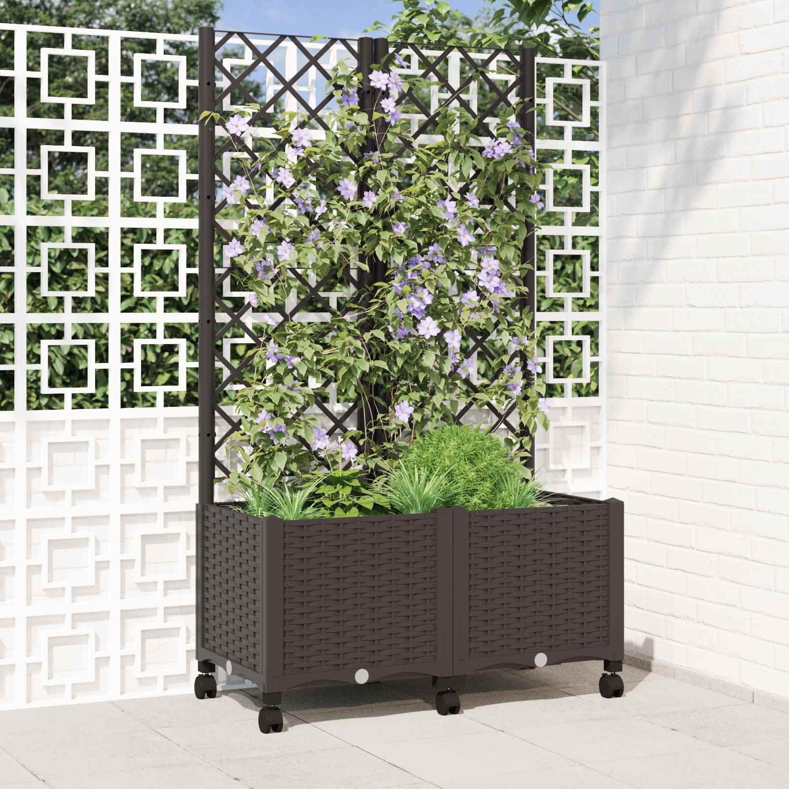Sodo vazonas su treliu ir ratais Ruda 80 x 40 x 146 cm PP Sodo vazonas su treliu ir ratais Ruda 80 x 40 x 146 cm PP - Image 2