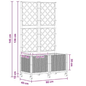 Sodo vazonas su treliu ir ratais Balta 80 x 40 x 146 cm PP