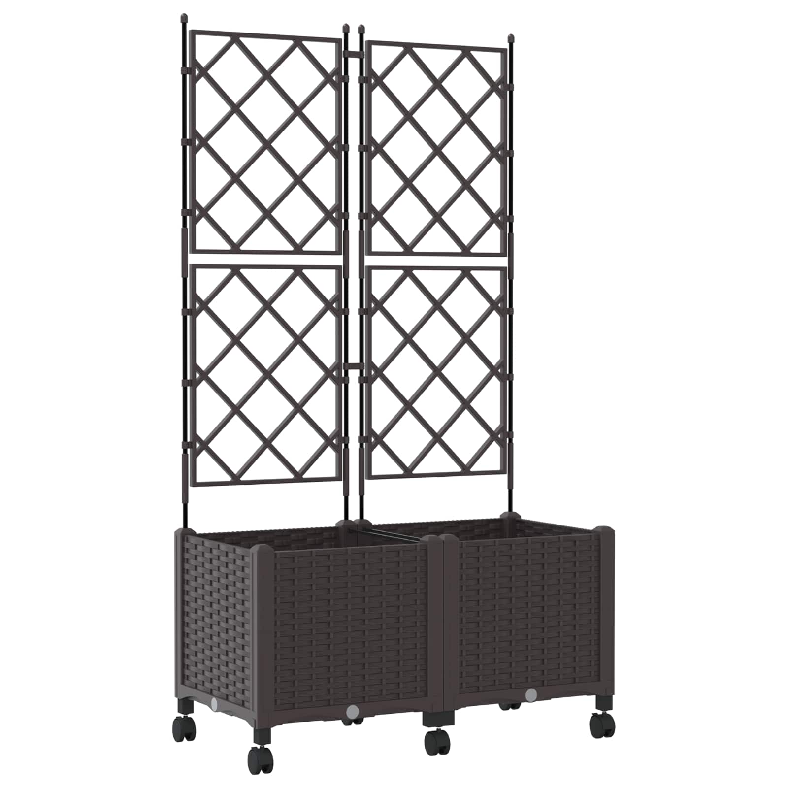 Sodo vazonas su treliu ir ratais 2 vnt. Ruda 80 x 40 x 149 cm Sodo vazonas su treliu ir ratais 2 vnt. Ruda 80 x 40 x 149 cm - Image 3