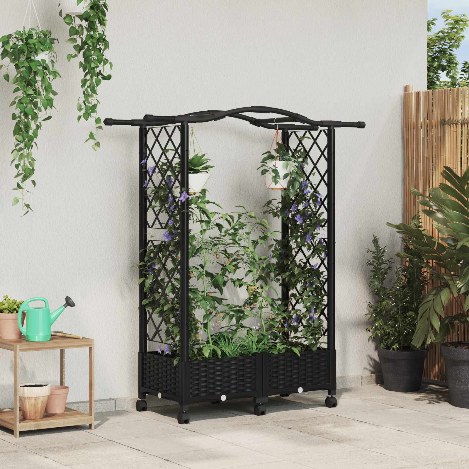 Pakeltas lovas su trelėmis ir stogu Juoda 124 x 40 x 129 cm PP Pakeltas lovas su trelėmis ir stogu Juoda 124 x 40 x 129 cm PP - Image 2