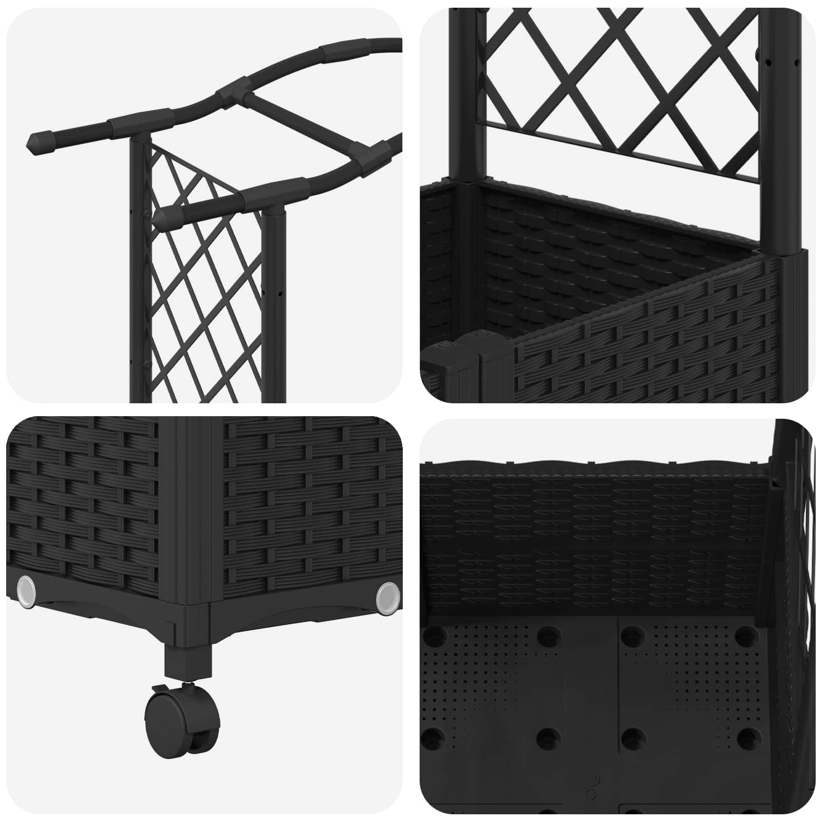 Pakeltas lovas su trelėmis ir stogu Juoda 125 x 40 x 144 cm PP Pakeltas lovas su trelėmis ir stogu Juoda 125 x 40 x 144 cm PP - Image 7