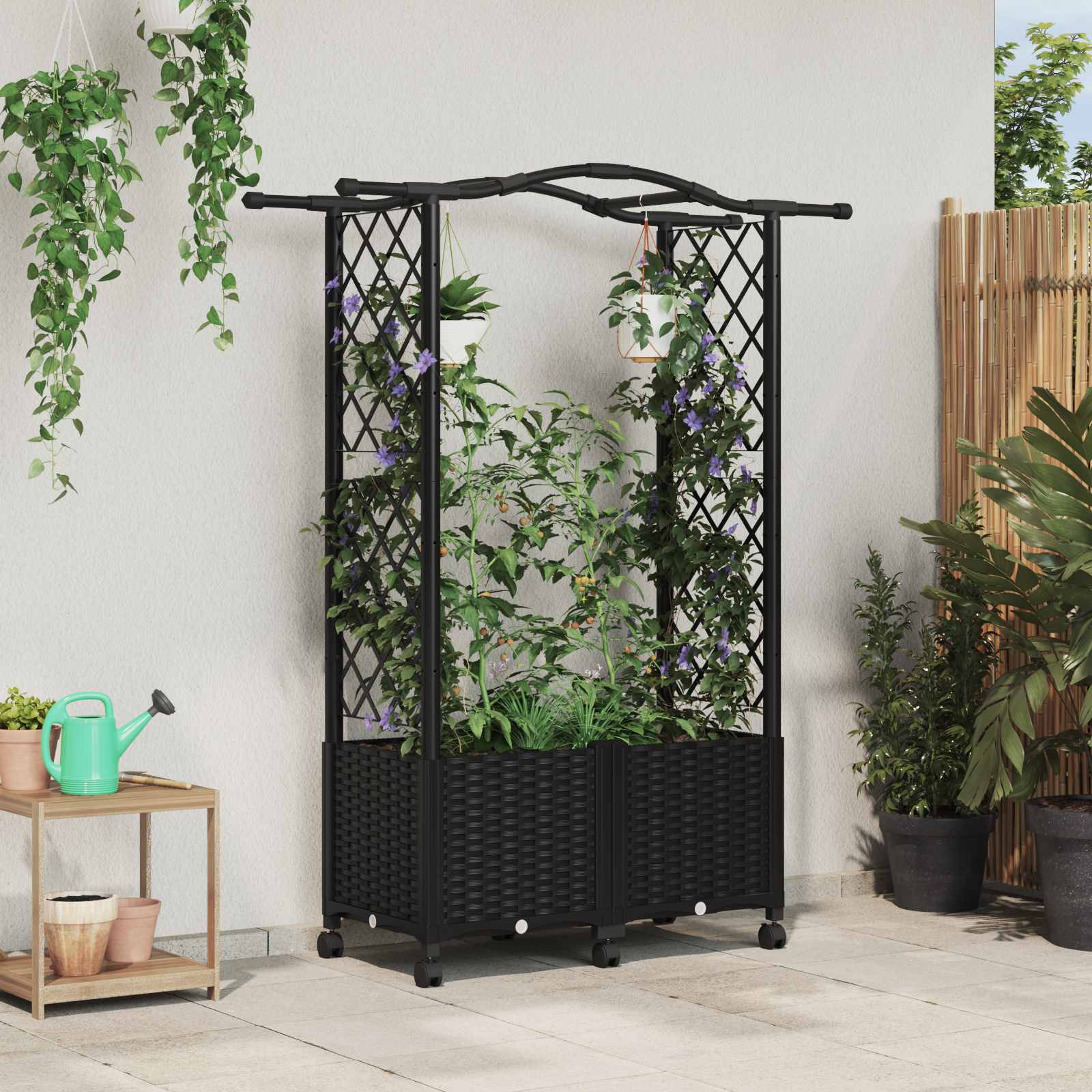 Pakeltas lovas su trelėmis ir stogu Juoda 125 x 40 x 144 cm PP Pakeltas lovas su trelėmis ir stogu Juoda 125 x 40 x 144 cm PP - Image 2