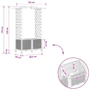Pakeltas lovas su trelėmis ir stogu Pilka 125 x 40 x 144 cm PP