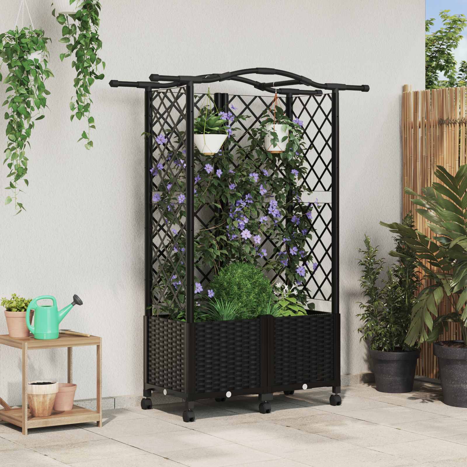 Pakeltas lovas su trelėmis ir stogu Juoda 122 x 40 x 144 cm PP Pakeltas lovas su trelėmis ir stogu Juoda 122 x 40 x 144 cm PP - Image 2
