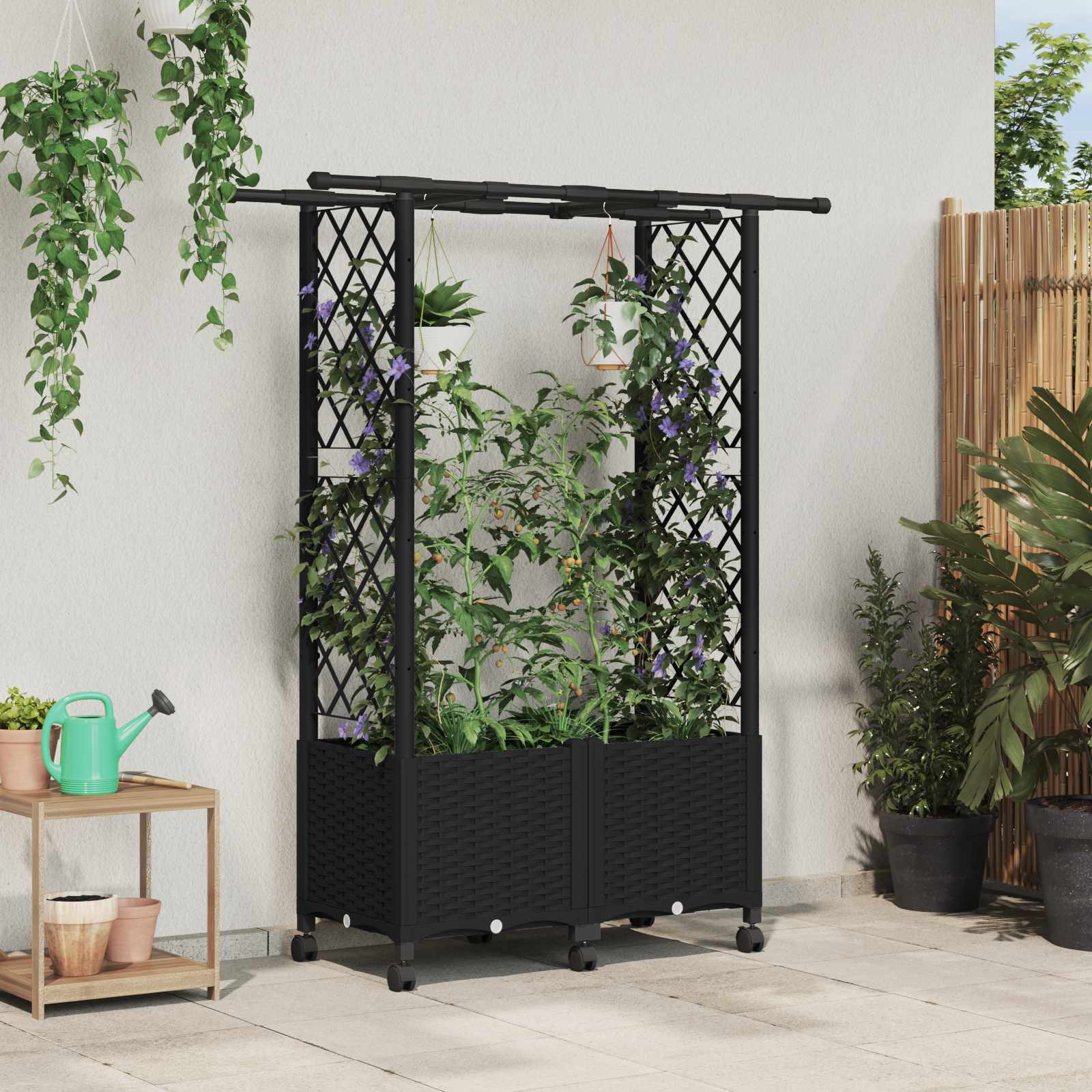 Pakeltas lovas su trelėmis ir stogu Juoda 124,5 x 40 x 142 cm Pakeltas lovas su trelėmis ir stogu Juoda 124,5 x 40 x 142 cm - Image 2