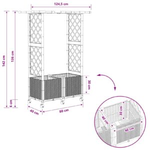 Pakeltas lovas su trelėmis ir stogu Juoda 124,5 x 40 x 142 cm