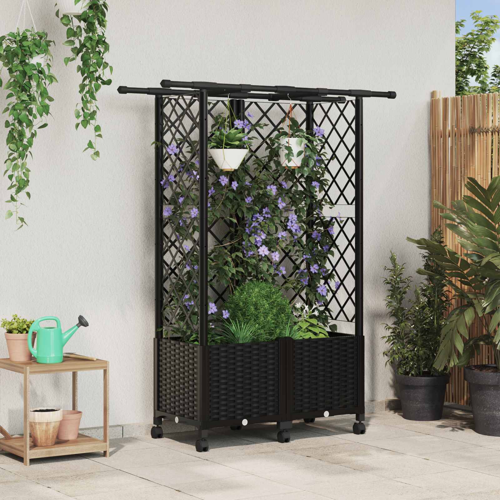 Pakeltas lovas su trelėmis ir stogu Juoda 124 x 40 x 142 cm PP Pakeltas lovas su trelėmis ir stogu Juoda 124 x 40 x 142 cm PP - Image 2