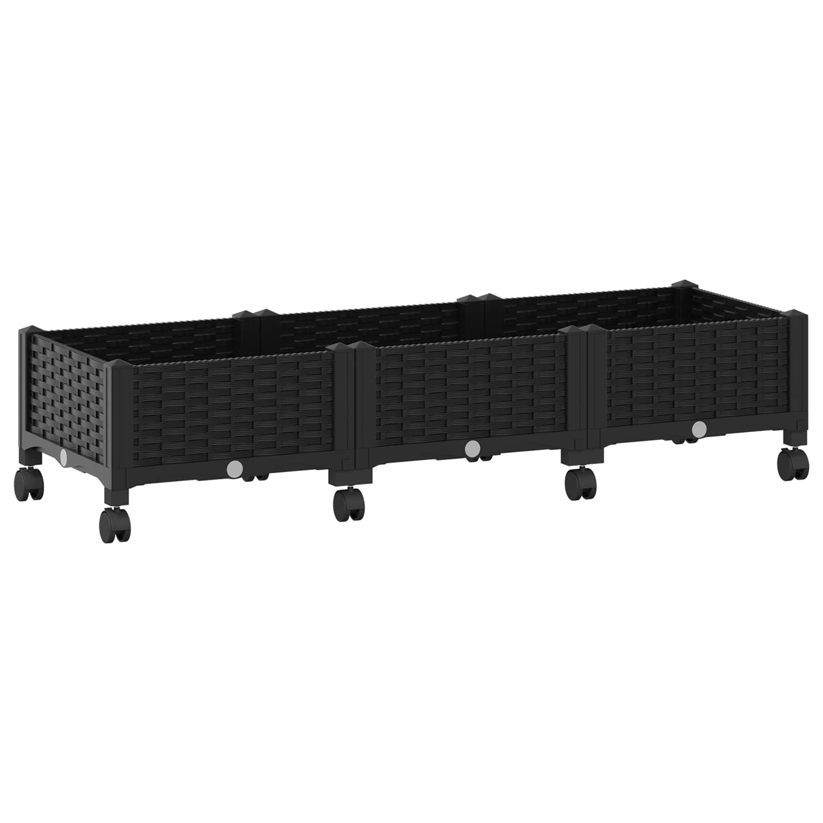 Sodo puodynė su ratukais Juoda 120 x 40 x 29 cm PP Sodo puodynė su ratukais Juoda 120 x 40 x 29 cm PP - Image 3