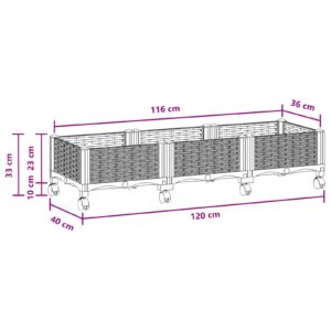 Sodo puodynė su ratukais Juoda 120 x 40 x 29 cm PP
