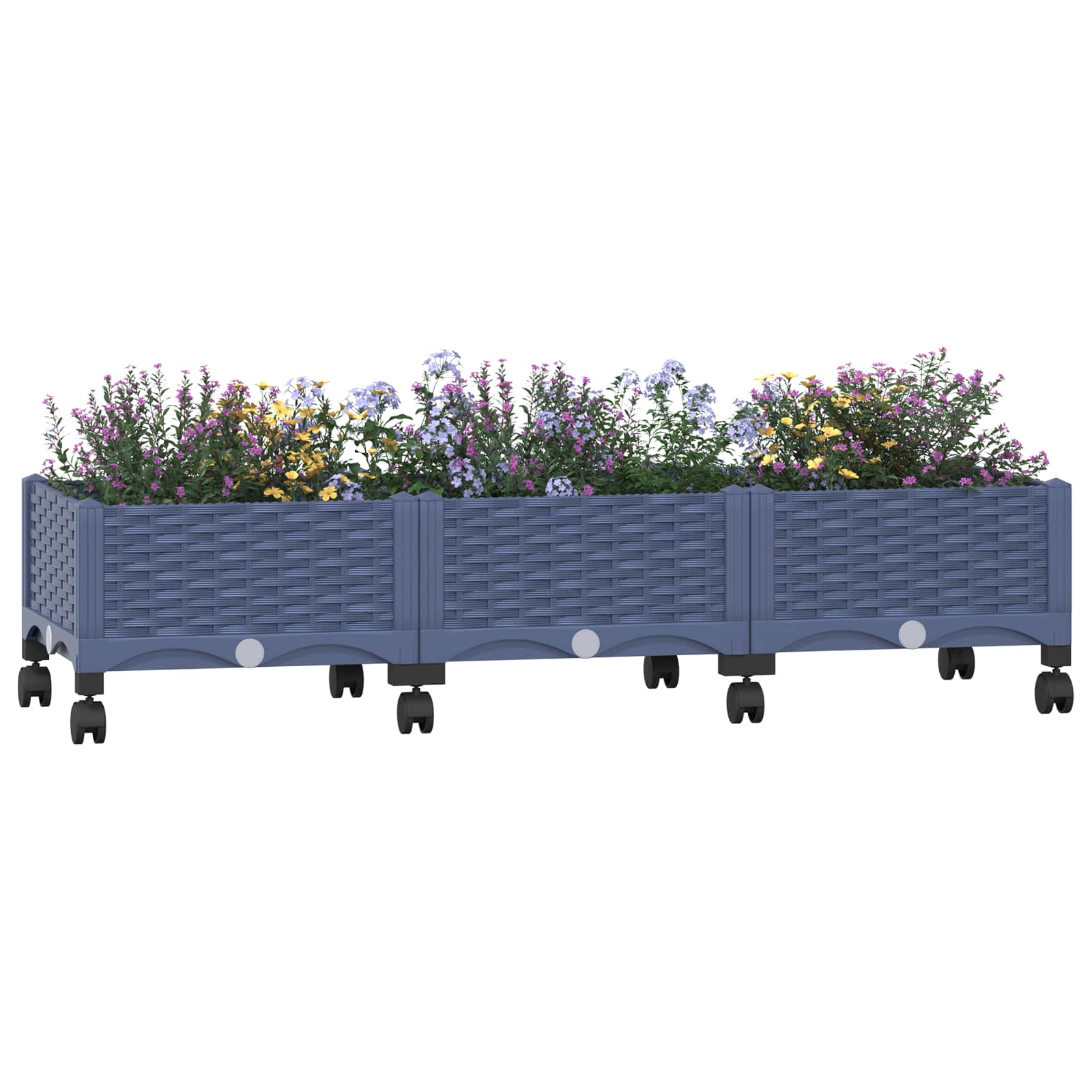 Sodo puodynė su ratukais Mėlyna Pilka 120 x 40 x 33 cm PP Sodo puodynė su ratukais Mėlyna Pilka 120 x 40 x 33 cm PP - Image 4