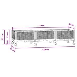 Sodo puodynė su ratukais Mėlyna Pilka 120 x 40 x 33 cm PP