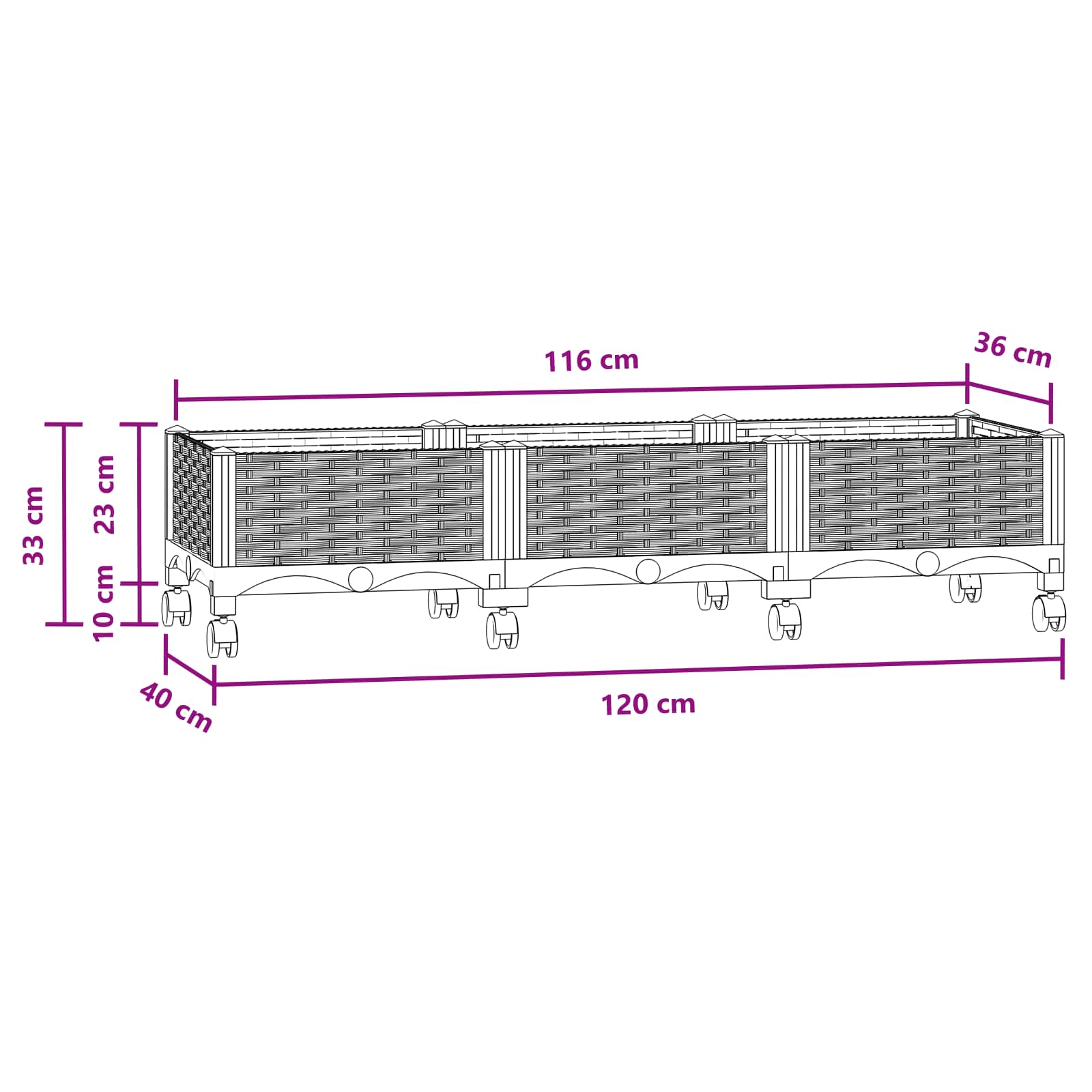 Sodo puodynė su ratukais Mėlyna Pilka 120 x 40 x 33 cm PP Sodo puodynė su ratukais Mėlyna Pilka 120 x 40 x 33 cm PP