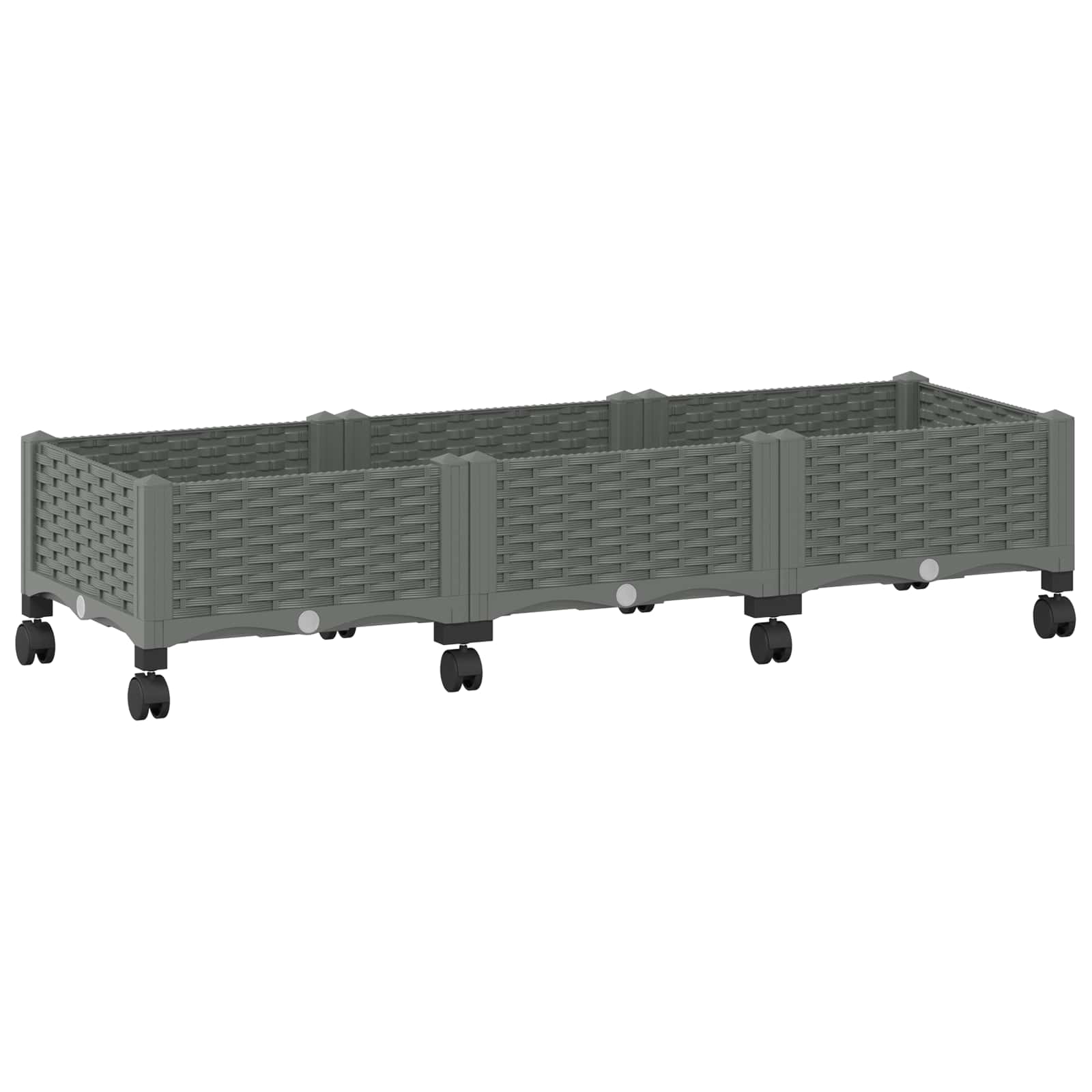 Sodo puodynė su ratukais Šviesiai pilka 120 x 40 x 33 cm PP Sodo puodynė su ratukais Šviesiai pilka 120 x 40 x 33 cm PP - Image 3