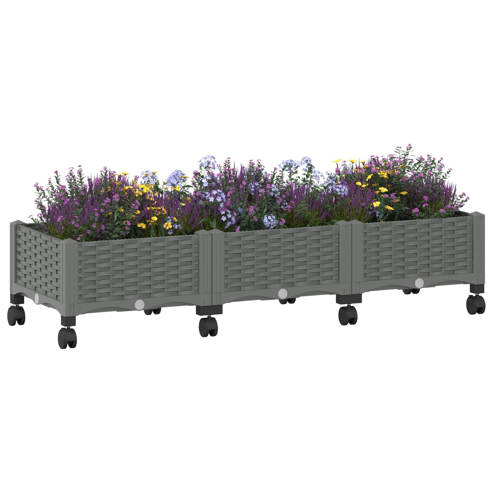 Sodo puodynė su ratukais Šviesiai pilka 120 x 40 x 33 cm PP Sodo puodynė su ratukais Šviesiai pilka 120 x 40 x 33 cm PP - Image 4