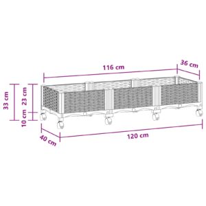 Sodo puodynė su ratukais Šviesiai pilka 120 x 40 x 33 cm PP