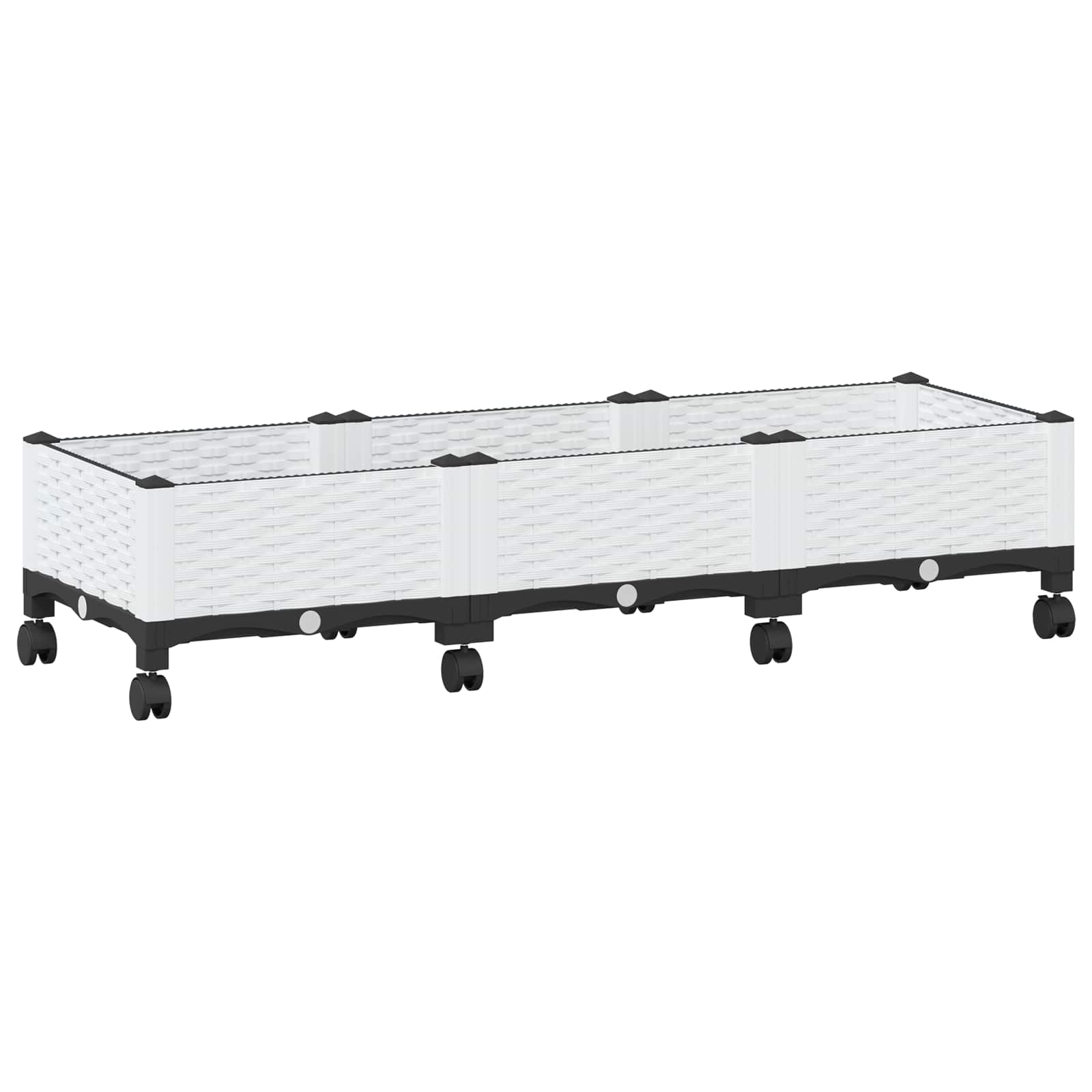 Sodo puodynė su ratukais Balta 120 x 40 x 33 cm PP Sodo puodynė su ratukais Balta 120 x 40 x 33 cm PP - Image 3