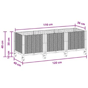 Sodo puodynė su ratukais Ruda 120 x 40 x 44 cm PP