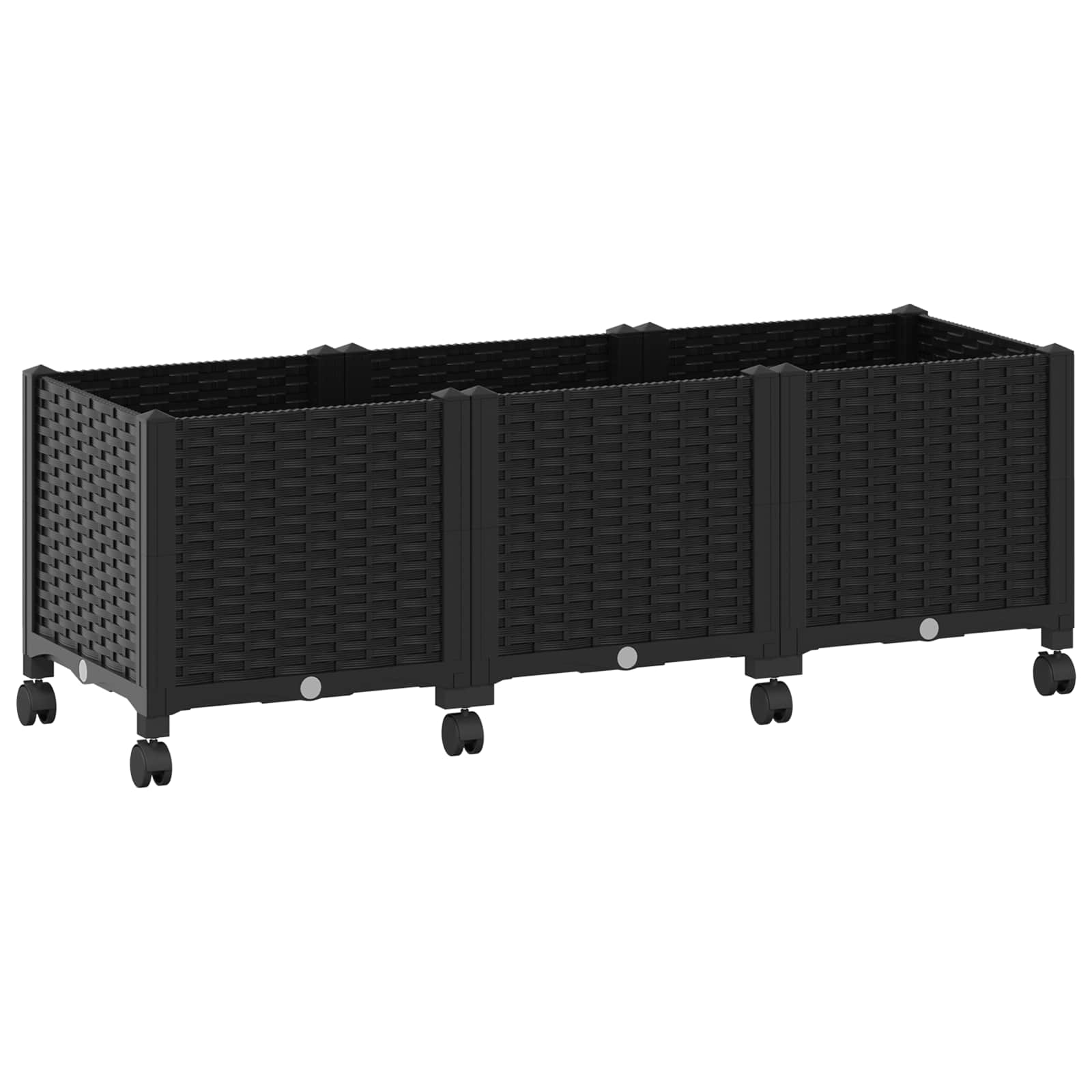 Sodo puodynė su ratukais Juoda 120 x 40 x 44 cm PP Sodo puodynė su ratukais Juoda 120 x 40 x 44 cm PP - Image 3