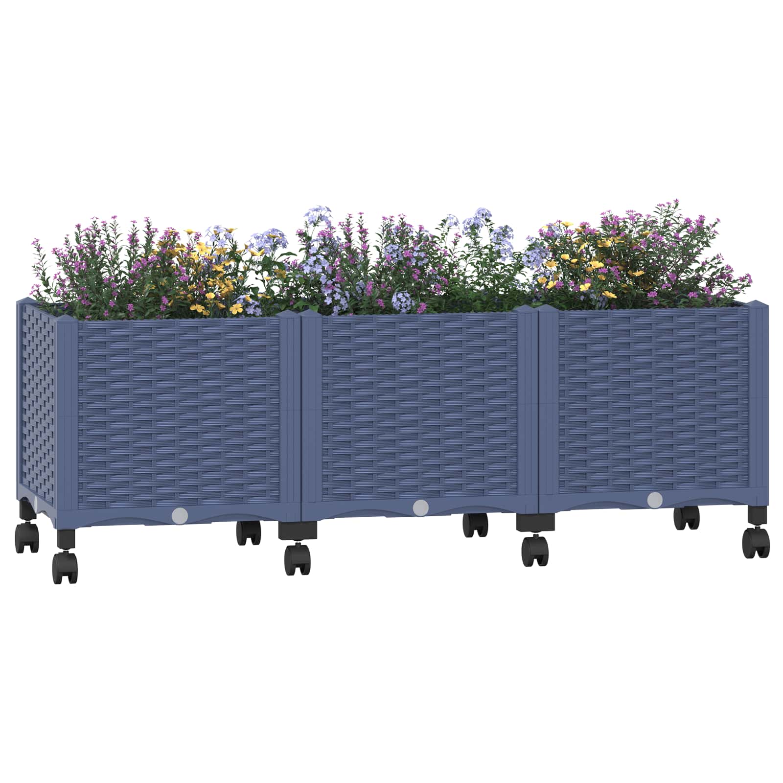 Sodo puodynė su ratukais Mėlyna Pilka 120 x 40 x 48 cm PP Sodo puodynė su ratukais Mėlyna Pilka 120 x 40 x 48 cm PP - Image 4