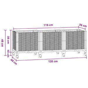 Sodo puodynė su ratukais Mėlyna Pilka 120 x 40 x 48 cm PP