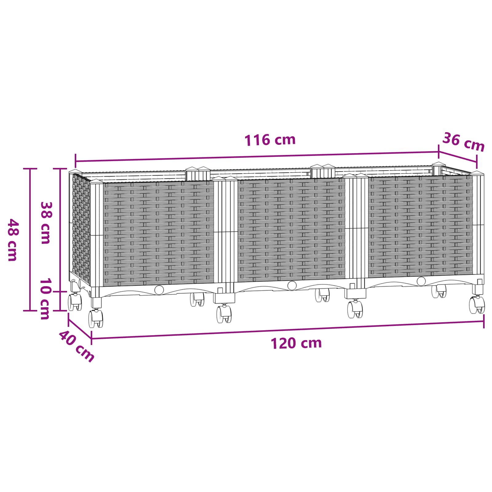 Sodo puodynė su ratukais Mėlyna Pilka 120 x 40 x 48 cm PP Sodo puodynė su ratukais Mėlyna Pilka 120 x 40 x 48 cm PP