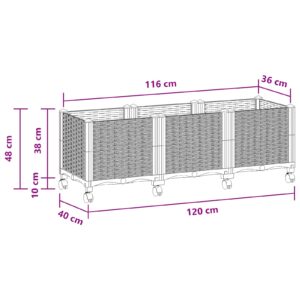Sodo puodynė su ratukais Šviesiai pilka 120 x 40 x 48 cm PP