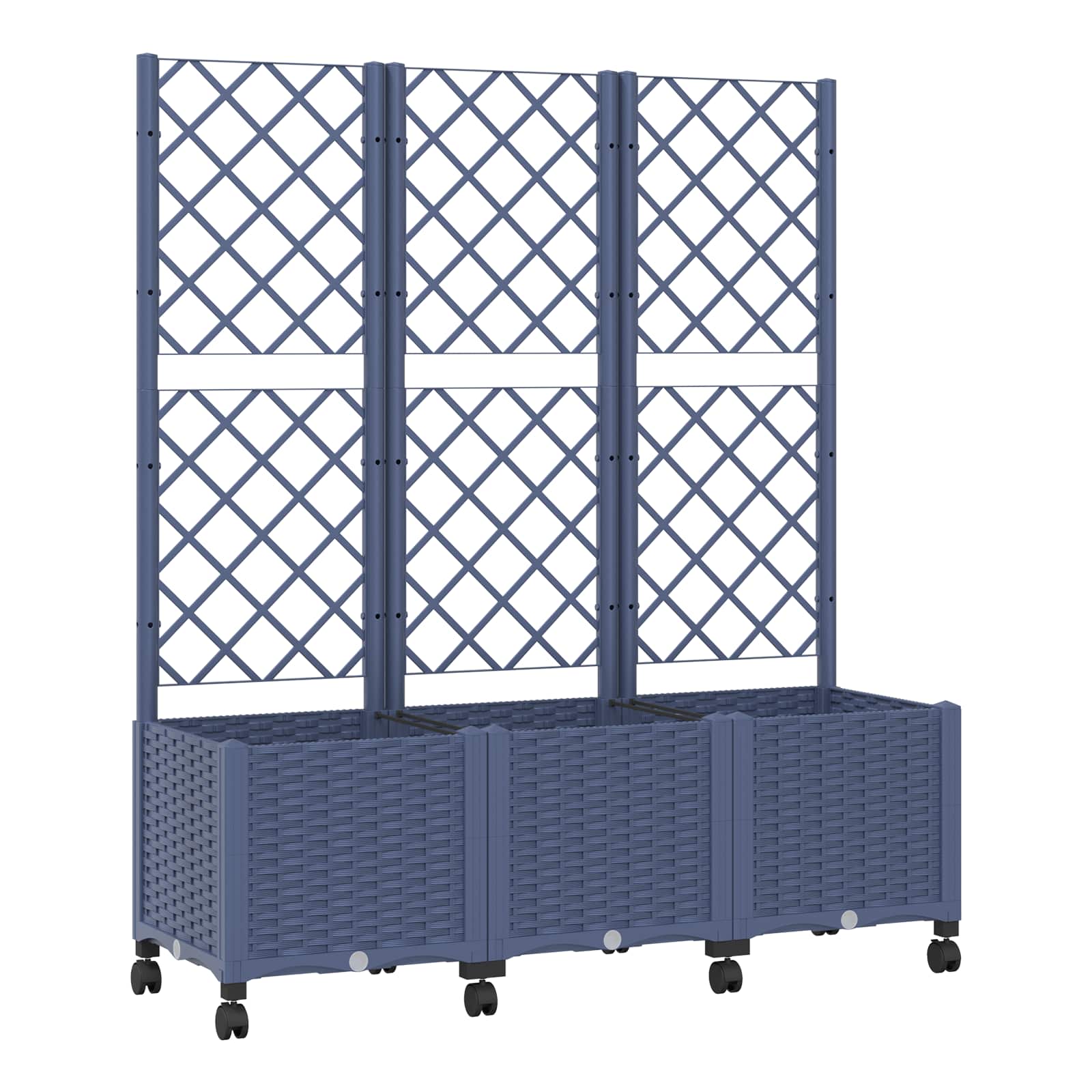 Sodo vazonas su treliu ir ratais Mėlyna Pilka 120 x 40 x 146 cm Sodo vazonas su treliu ir ratais Mėlyna Pilka 120 x 40 x 146 cm - Image 3