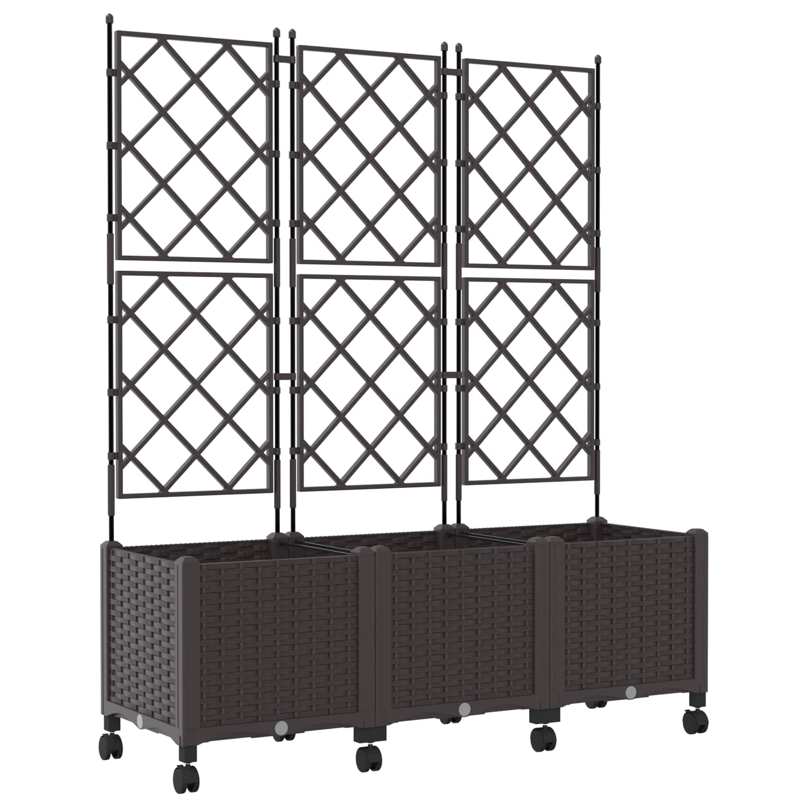 Sodo vazonas su treliu ir ratais 3 vnt. Ruda 120 x 40 x 149 cm Sodo vazonas su treliu ir ratais 3 vnt. Ruda 120 x 40 x 149 cm - Image 3