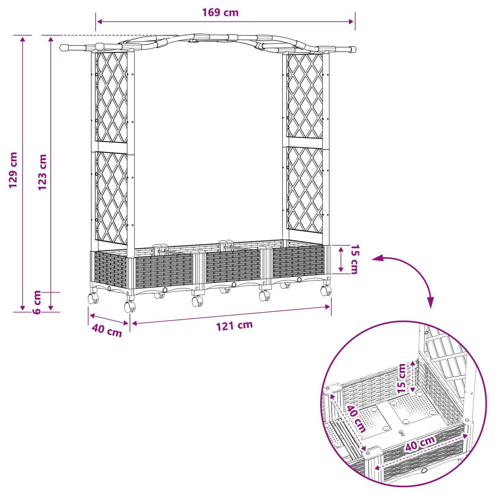 Pakeltas lovas su trelėmis ir stogu Pilka 169 x 40 x 129 cm PP Pakeltas lovas su trelėmis ir stogu Pilka 169 x 40 x 129 cm PP