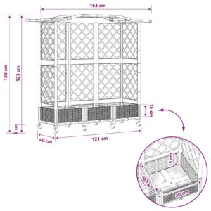 Pakeltas lovas su trelėmis ir stogu Pilka 163 x 40 x 129 cm PP