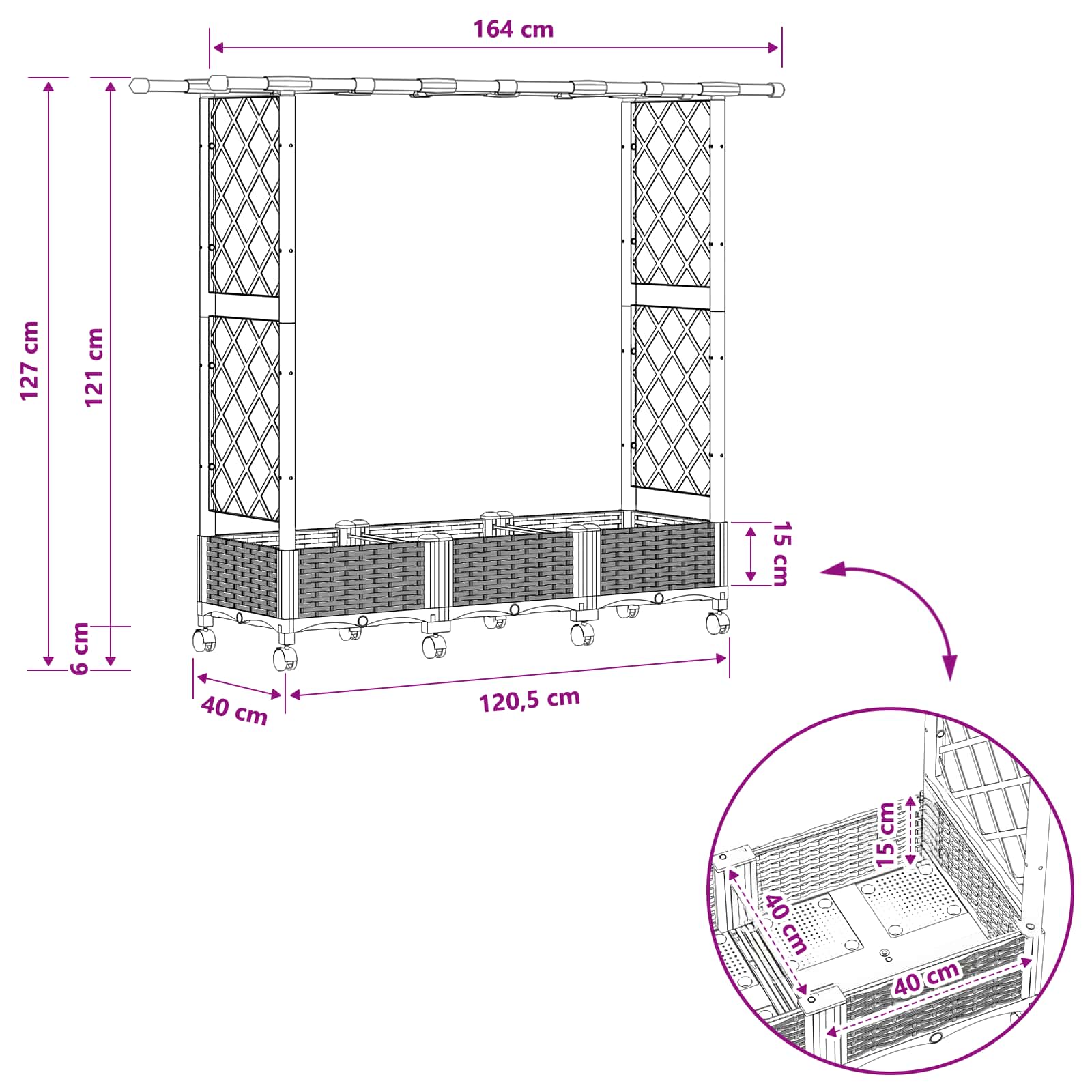 Pakeltas lovas su trelėmis ir stogu Pilka 164 x 40 x 127 cm PP Pakeltas lovas su trelėmis ir stogu Pilka 164 x 40 x 127 cm PP
