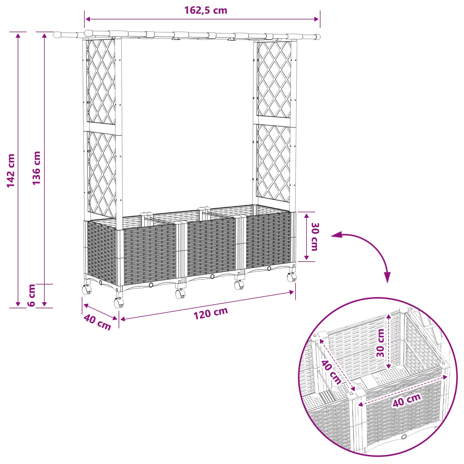 Pakeltas lovas su trelėmis ir stogu Ruda 162,5 x 40 x 142 cm PP Pakeltas lovas su trelėmis ir stogu Ruda 162,5 x 40 x 142 cm PP