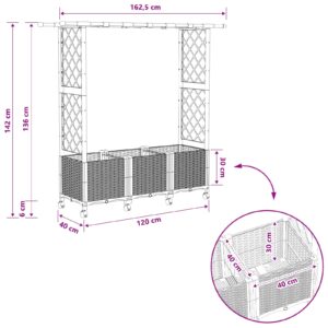 Pakeltas lovas su trelėmis ir stogu Juoda 162,5 x 40 x 142 cm