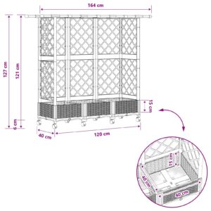 Pakeltas lovas su trelėmis ir stogu Juoda 164 x 40 x 127 cm PP