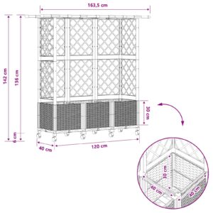 Pakeltas lovas su trelėmis ir stogu Ruda 163,5 x 40 x 142 cm PP