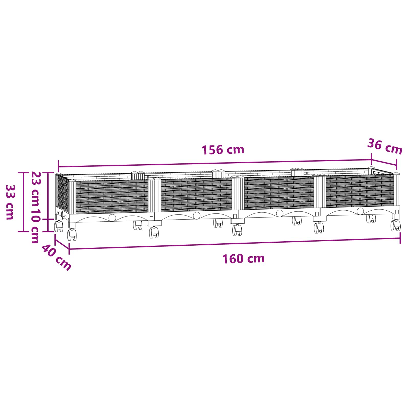 Sodo puodynė su ratukais Mėlyna Pilka 160 x 40 x 33 cm PP Sodo puodynė su ratukais Mėlyna Pilka 160 x 40 x 33 cm PP