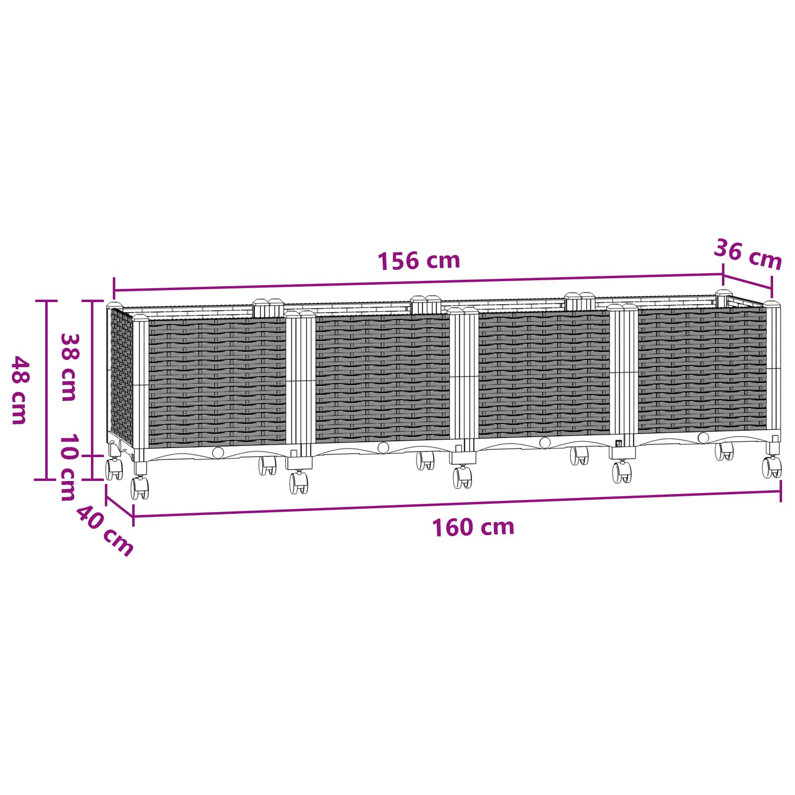 Sodo puodynė su ratukais Mėlyna Pilka 160 x 40 x 48 cm PP Sodo puodynė su ratukais Mėlyna Pilka 160 x 40 x 48 cm PP