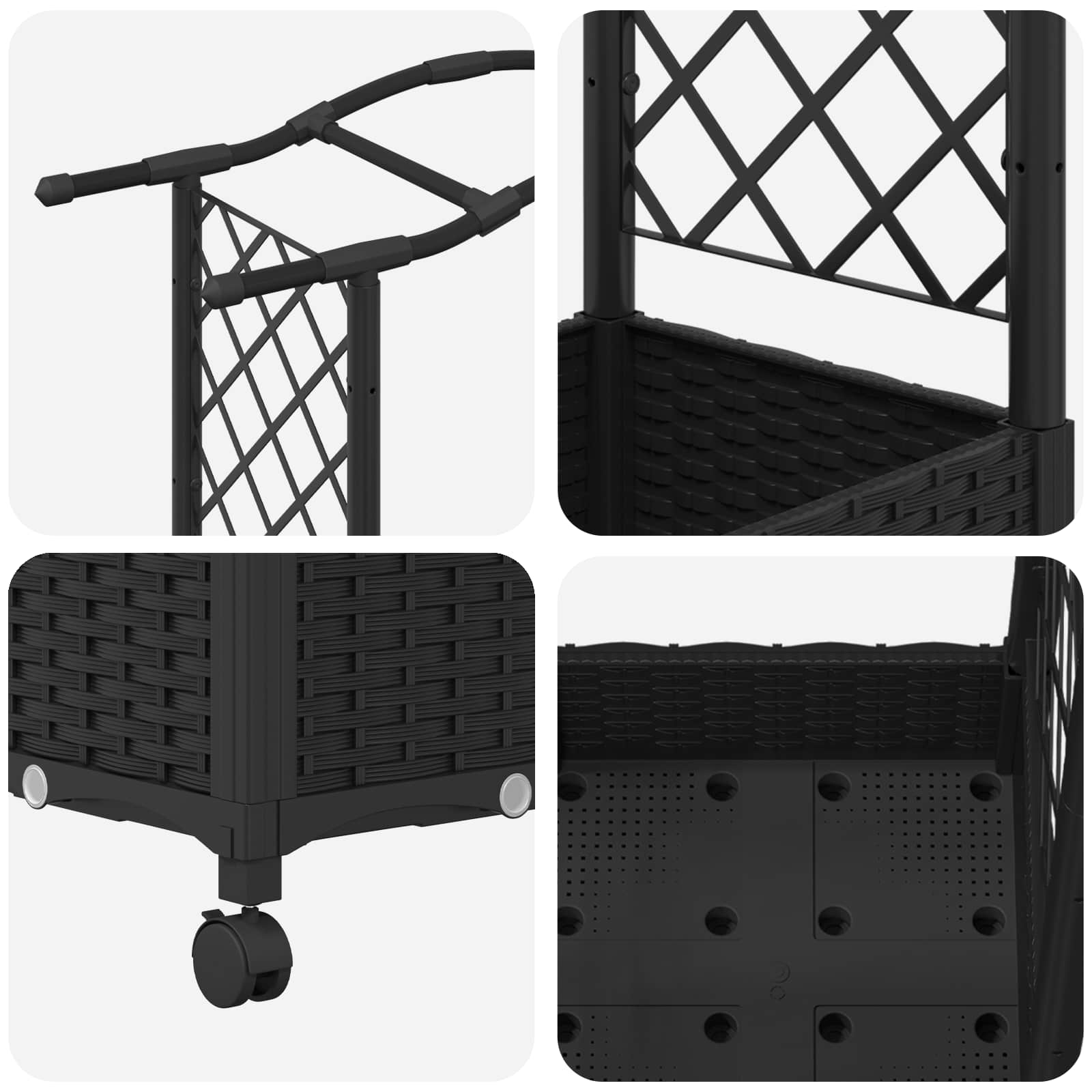 Pakeltas lovas su trelėmis ir stogu Juoda 207 x 40 x 129 cm PP Pakeltas lovas su trelėmis ir stogu Juoda 207 x 40 x 129 cm PP - Image 7