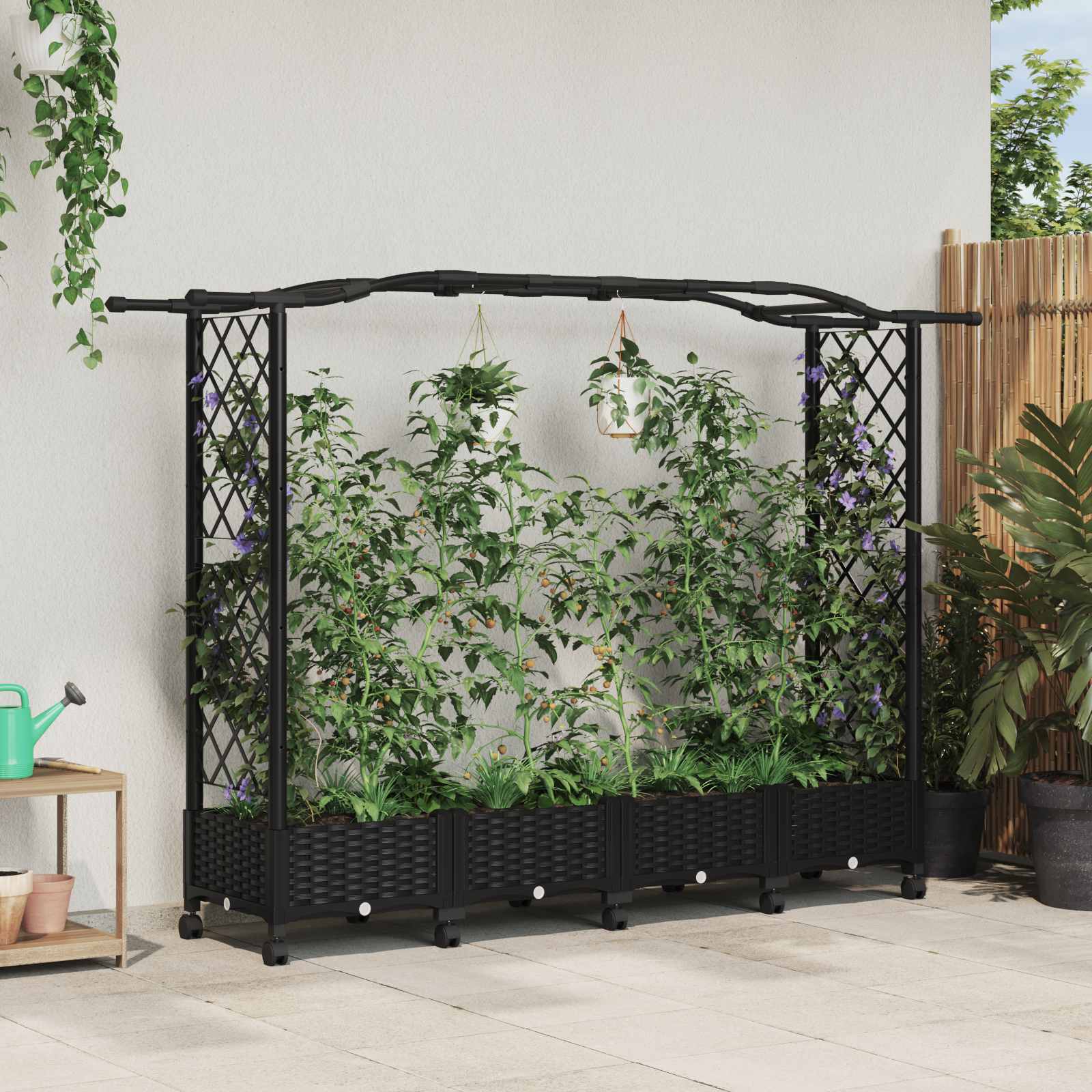 Pakeltas lovas su trelėmis ir stogu Juoda 207 x 40 x 129 cm PP Pakeltas lovas su trelėmis ir stogu Juoda 207 x 40 x 129 cm PP - Image 2