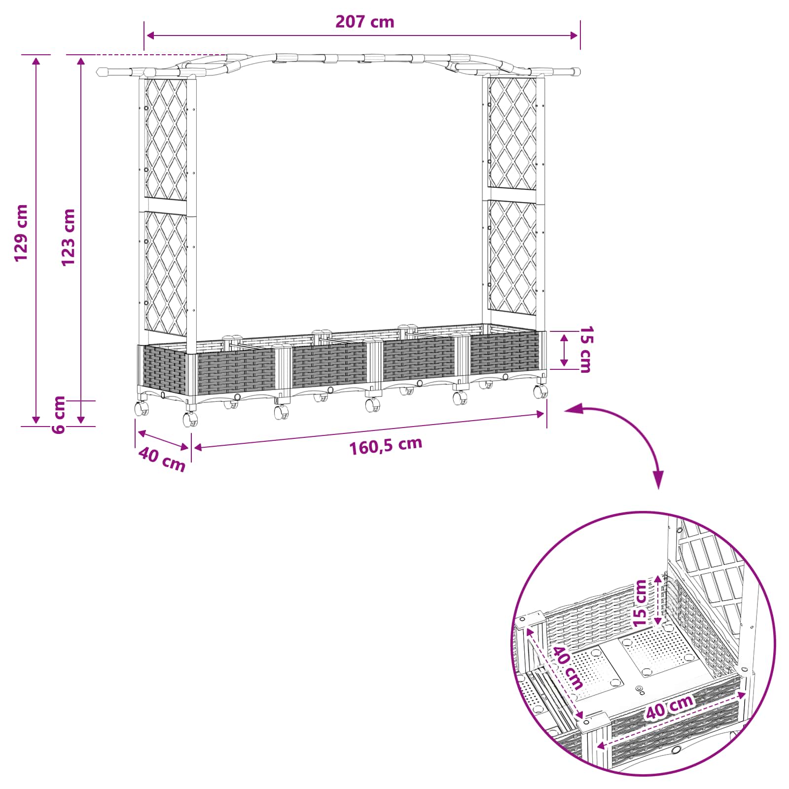 Pakeltas lovas su trelėmis ir stogu Juoda 207 x 40 x 129 cm PP Pakeltas lovas su trelėmis ir stogu Juoda 207 x 40 x 129 cm PP